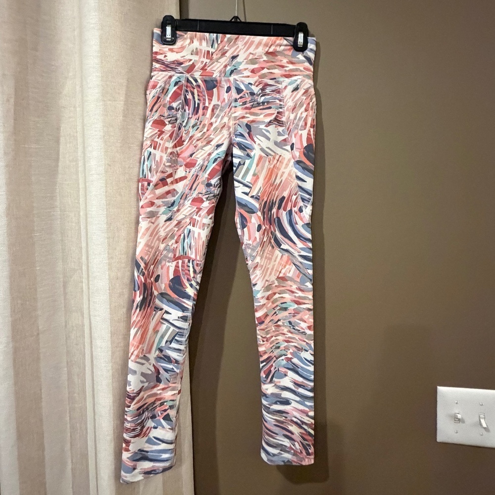 Old Navy Girl's High Waist Power Soft Leggings, Abstract Colorful, Size 14/16